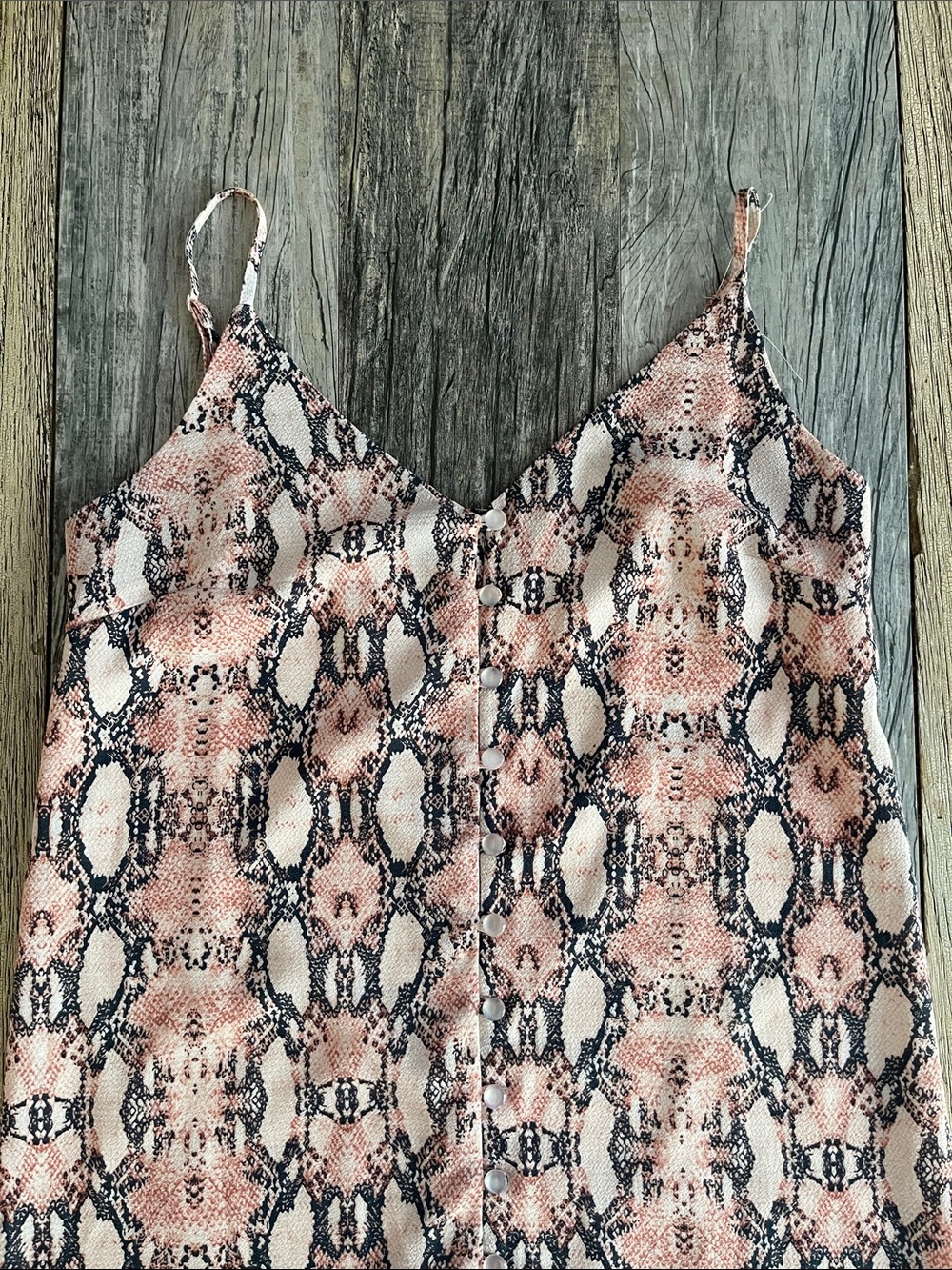 Snake-Print Midi Slip Dress in Blush - Picture 2 of 4